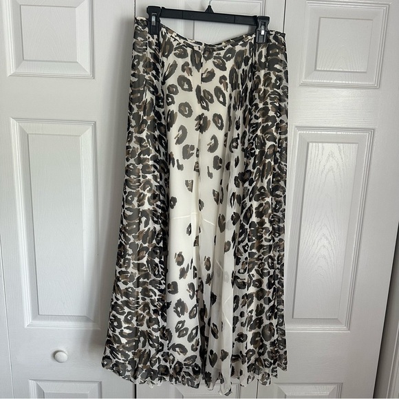 Talbots Womens Leopard Animal Print Chiffon Midi Skirt Sz 12 Career Corpcore - Picture 3 of 10